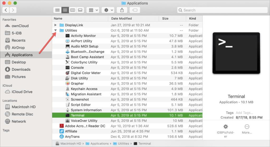 Terminal en un Mac